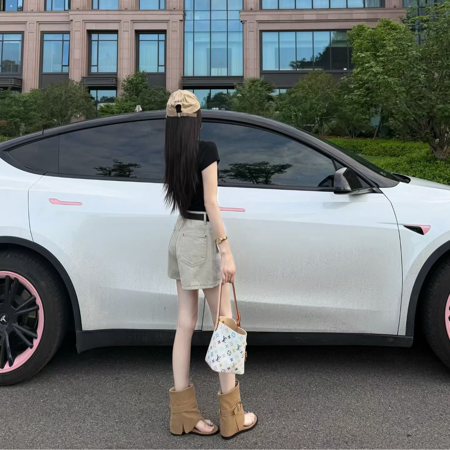 워크웨어 데님 반신 치마바지 여성 여름 얇은 스타일 2026 슈퍼 화재 하이웨이스트 작은 키 다용도 미니 스커트 이미지 5