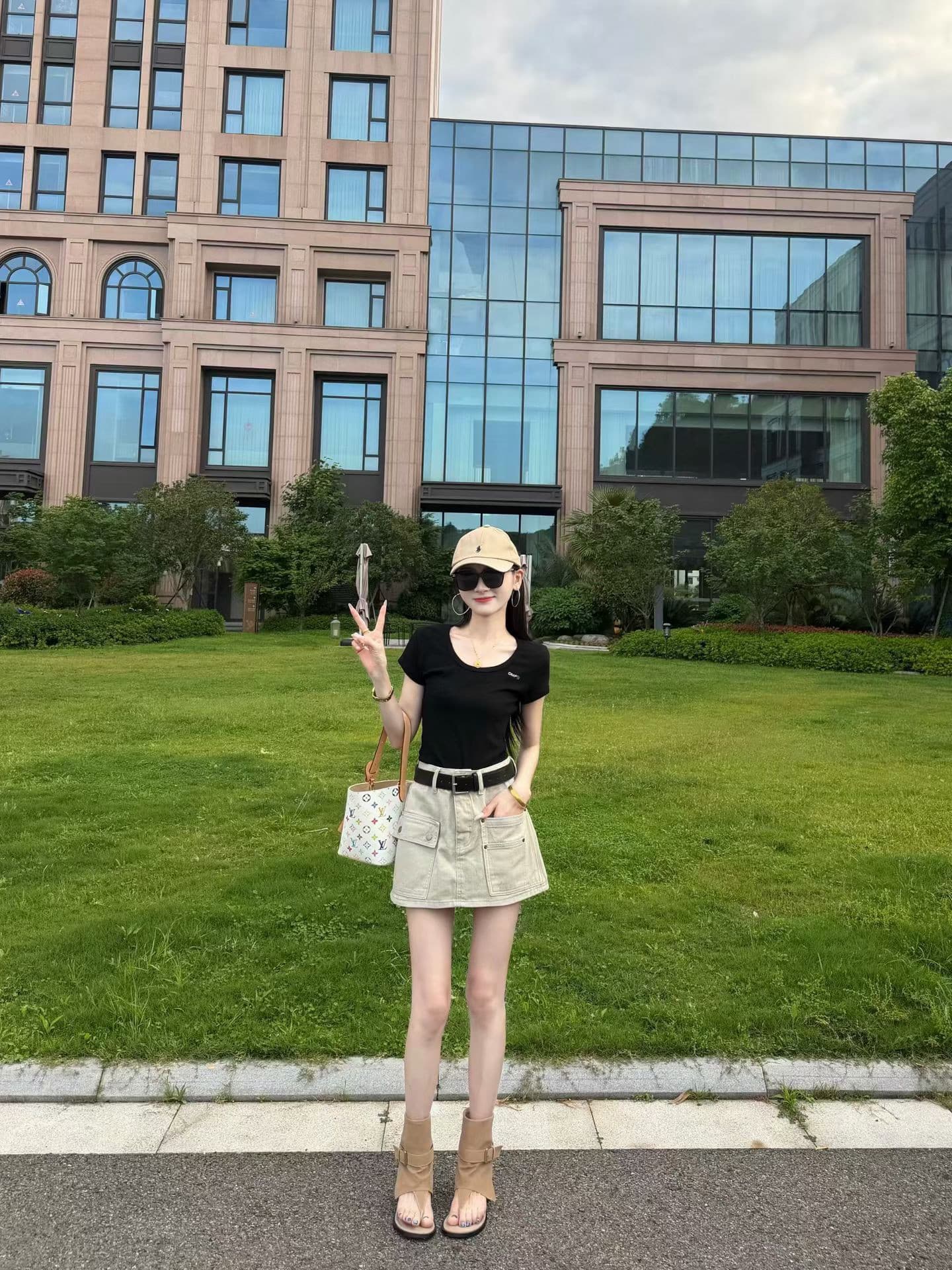 워크웨어 데님 반신 치마바지 여성 여름 얇은 스타일 2026 슈퍼 화재 하이웨이스트 작은 키 다용도 미니 스커트 상세 이미지 1
