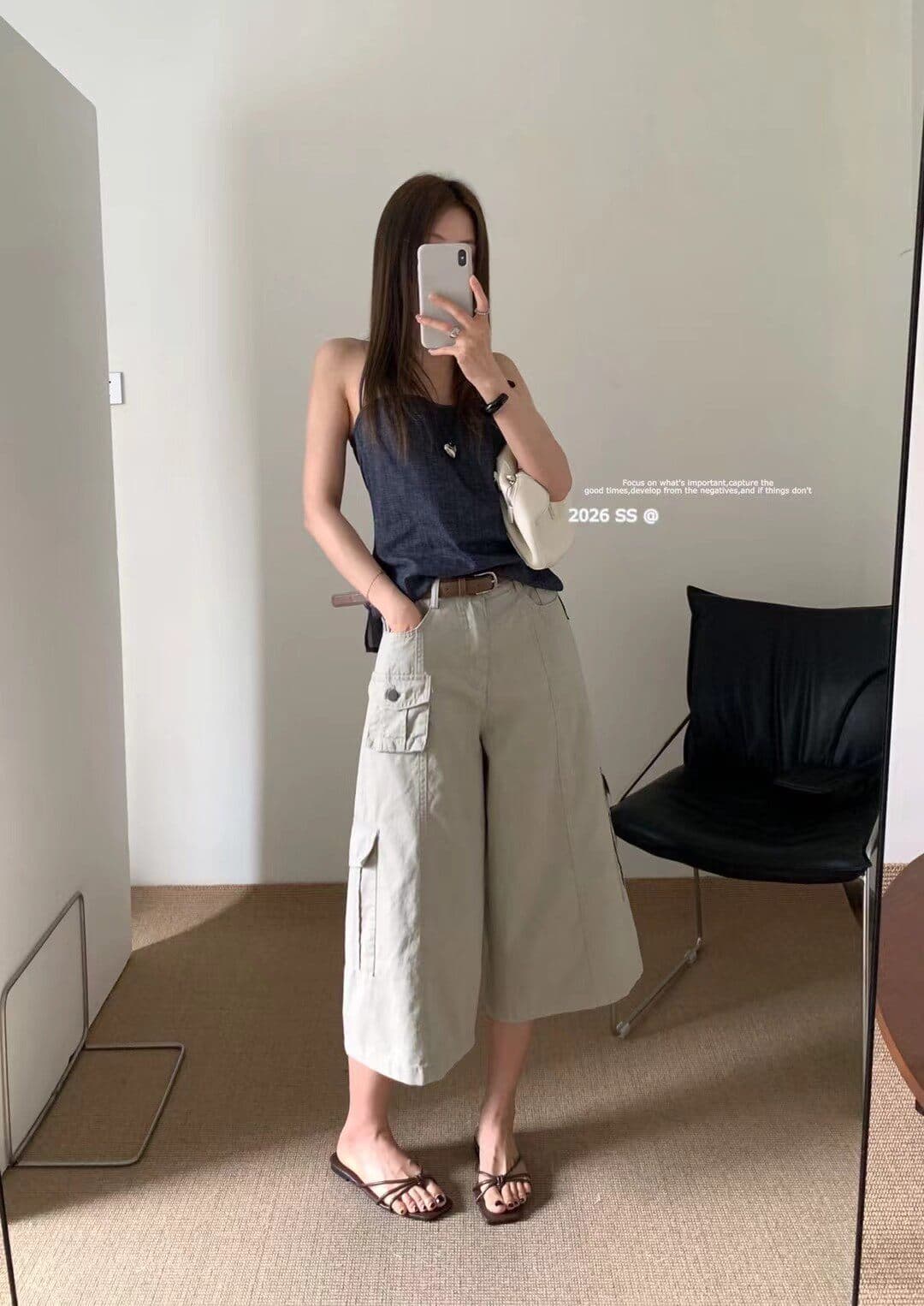 momoo 여름 드레스 새로운 한국 스타일 미니멀리즘 다용도 한 부서 디자인 센스 작은 대중 워크웨어 바람 캐주얼 바지