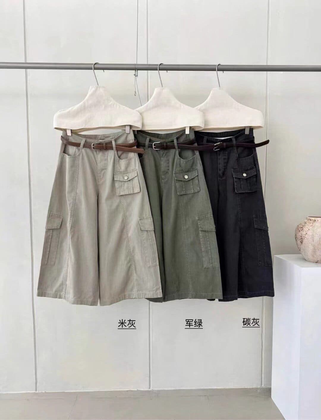 momoo 여름 드레스 새로운 한국 스타일 미니멀리즘 다용도 한 부서 디자인 센스 작은 대중 워크웨어 바람 캐주얼 바지 상세 이미지 1