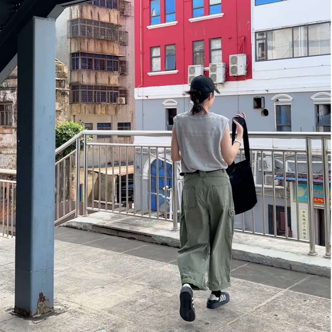 올리브 그린 아메리칸 9 포인트 워크웨어 팬츠 2026 여름 새로운 루즈핏 슬림해 보이는 캐주얼 9 포인트 스트레이트 청바지 상세 이미지 5