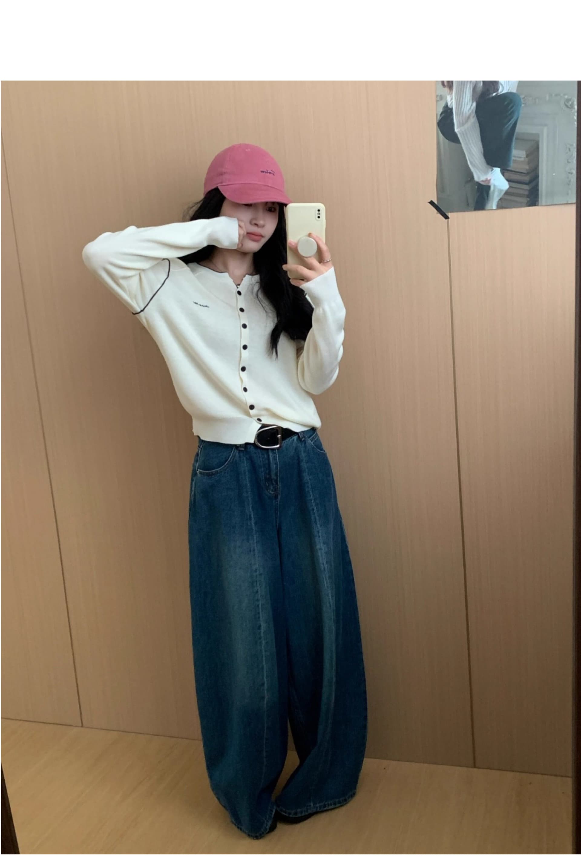 레트로 모통이 칼 청바지 여성 2026 여름 지방 mm 하이웨이스트 표지 넓적 다리 슬림해 보이는 느긋한 도루 센스 와이드 레그 팬츠 상세 이미지 16