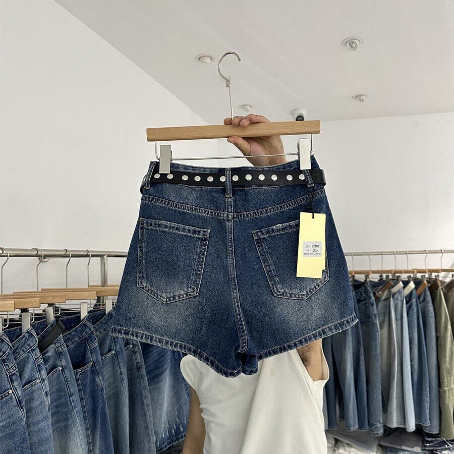 달콤한 차가운 핫걸 바람 워크웨어 주머니 한 마디 치마바지 여성 여름 하이웨이스트 슬림해 보이는 작은 키 거친 가장자리 짧은 치마바지 이미지 5