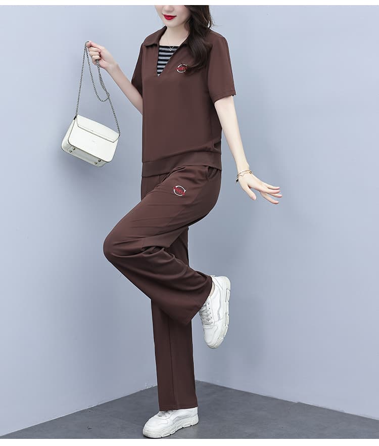 2026 년 새로운 빅 사이즈 여성 의류 여름 표지 배 슬림해 보이는 외국 가스 다용도 반팔 연령 감소 캐주얼 패션 세트 상세 이미지 17