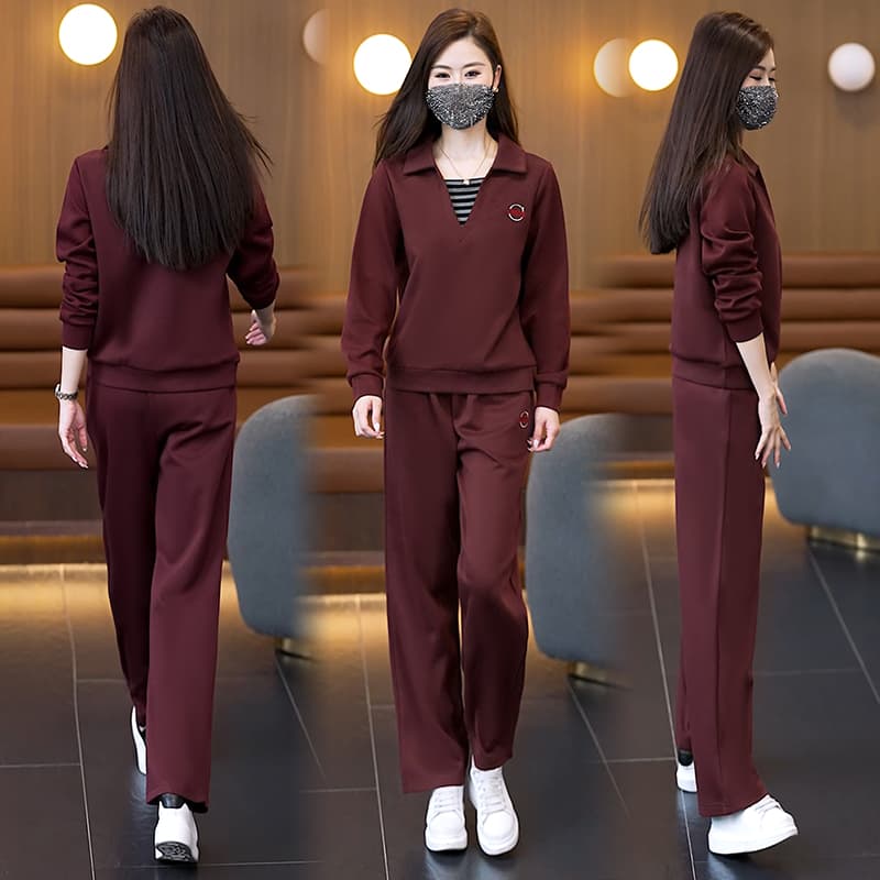 2026 년 새로운 빅 사이즈 여성 의류 가을 표지 배 슬림해 보이는 외국 가스 다용도 긴팔 연령 감소 캐주얼 패션 세트 이미지 3