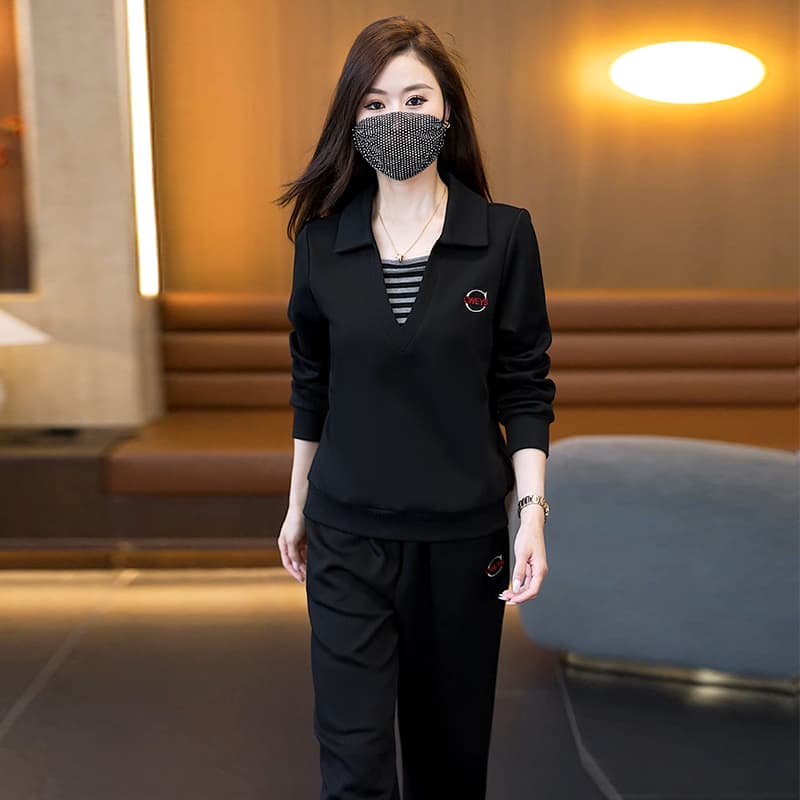 2026 년 새로운 빅 사이즈 여성 의류 가을 표지 배 슬림해 보이는 외국 가스 다용도 긴팔 연령 감소 캐주얼 패션 세트 이미지 5