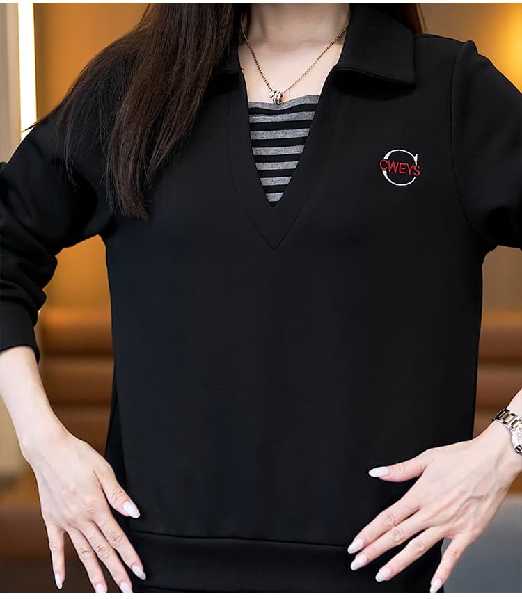 2026 년 새로운 빅 사이즈 여성 의류 가을 표지 배 슬림해 보이는 외국 가스 다용도 긴팔 연령 감소 캐주얼 패션 세트 상세 이미지 15