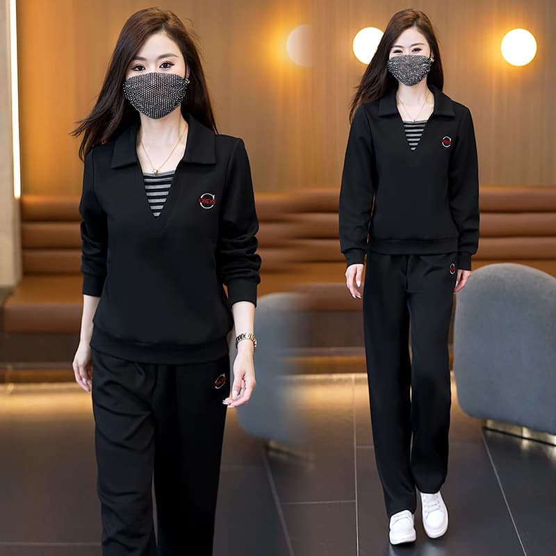 2026 년 새로운 빅 사이즈 여성 의류 가을 표지 배 슬림해 보이는 외국 가스 다용도 긴팔 연령 감소 캐주얼 패션 세트 이미지 5