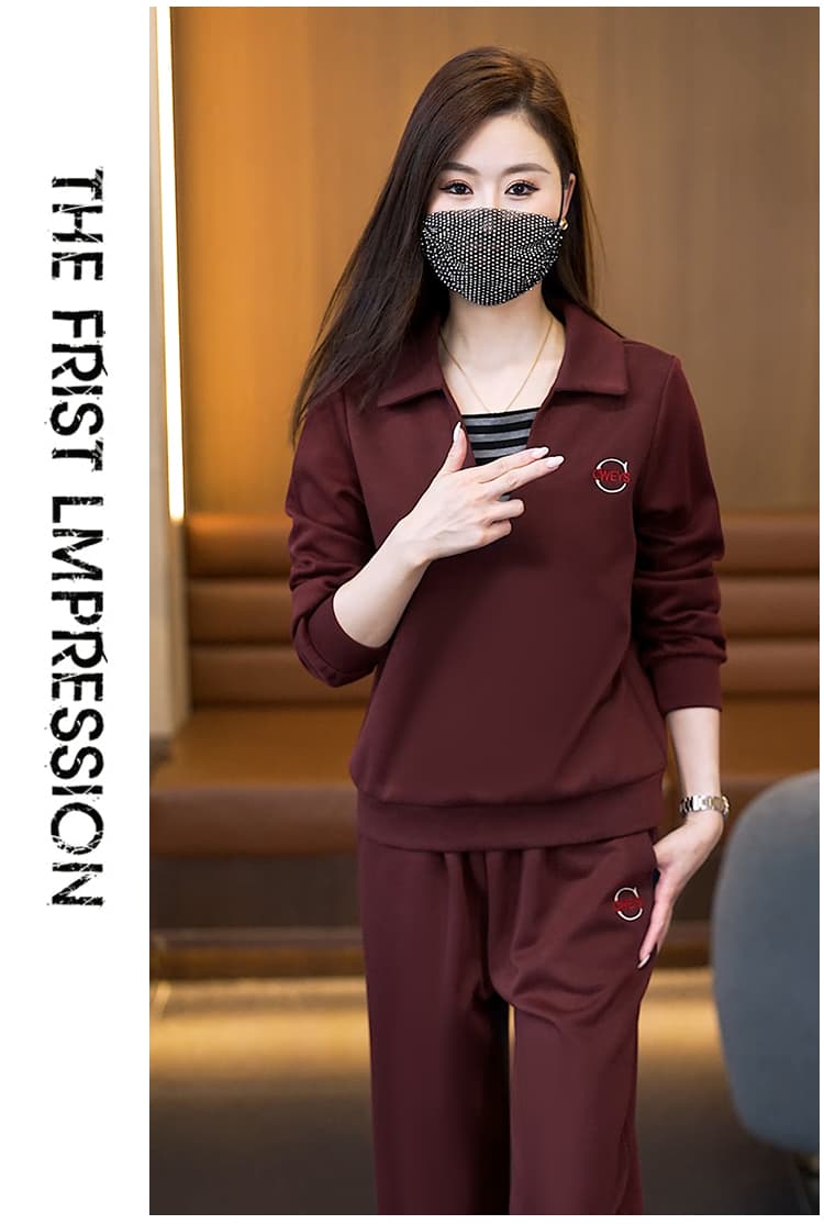 2026 년 새로운 빅 사이즈 여성 의류 가을 표지 배 슬림해 보이는 외국 가스 다용도 긴팔 연령 감소 캐주얼 패션 세트 상세 이미지 15