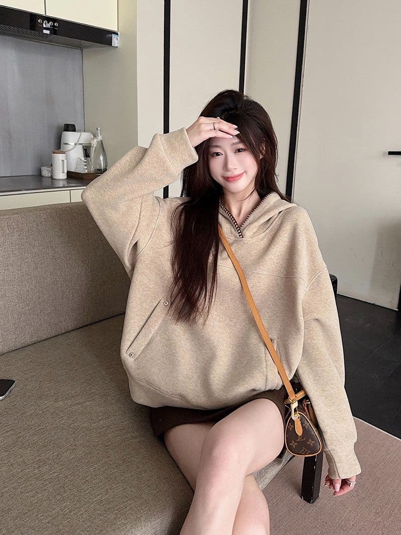 실사 특별 가격 찹쌀 플러시 복합 진짜 슈퍼 460 그램 털이 있는 후드티 가을 겨울 새로운 루즈핏 후드 보온 맨위 상세 이미지 11