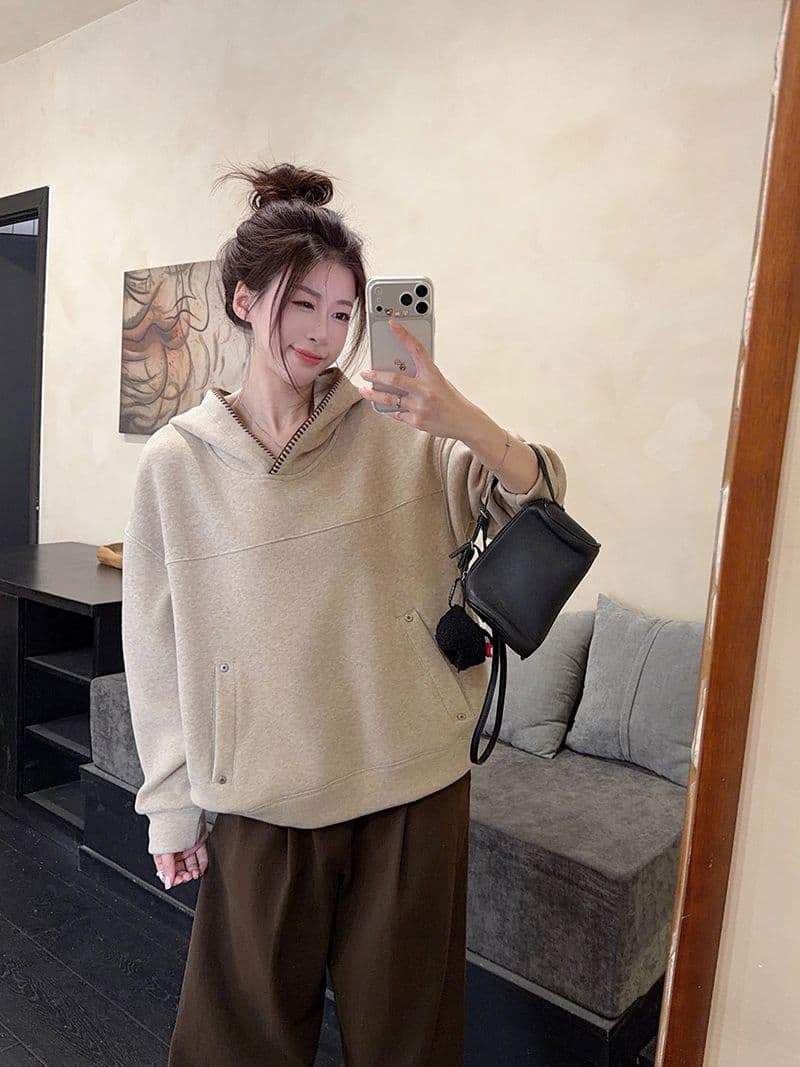 실사 특별 가격 찹쌀 플러시 복합 진짜 슈퍼 460 그램 털이 있는 후드티 가을 겨울 새로운 루즈핏 후드 보온 맨위 상세 이미지 13