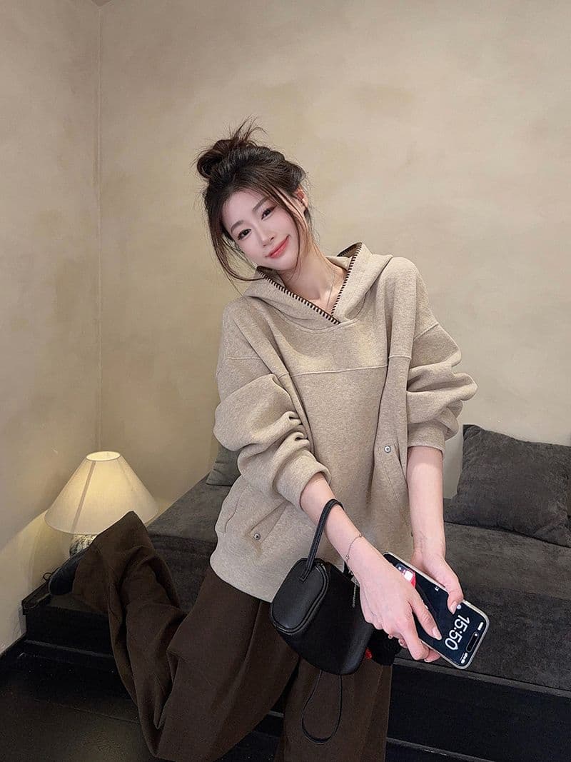 실사 특별 가격 찹쌀 플러시 복합 진짜 슈퍼 460 그램 털이 있는 후드티 가을 겨울 새로운 루즈핏 후드 보온 맨위 상세 이미지 14
