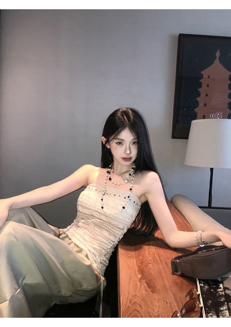 아메리칸 느긋한 느슨함 뒤집다 측면 디자인 꽃밭 허리 머리 풍선 바지 얇은 허리밴드 와이드 레깅스 바지 긴 바지 상세 이미지 8