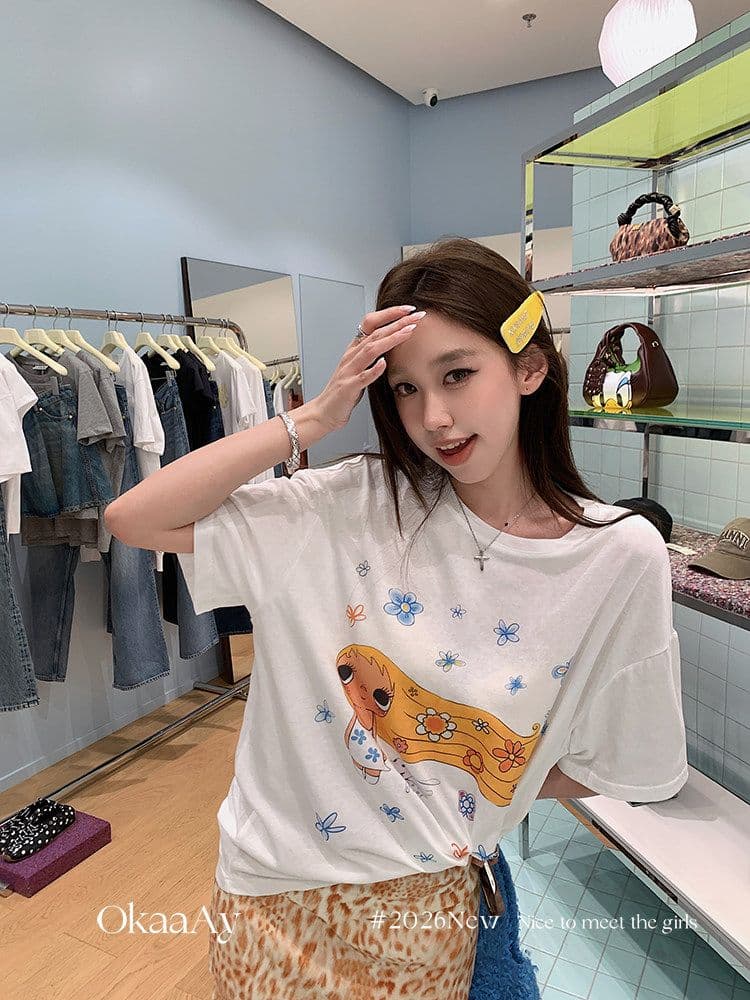 원본 라이 경기 서울 주간 실크 여름 재미있는 프린트 자외선 차단 티셔츠 여성 루즈핏 얇은 스타일 긴팔 맨위 블라우스 상세 이미지 45