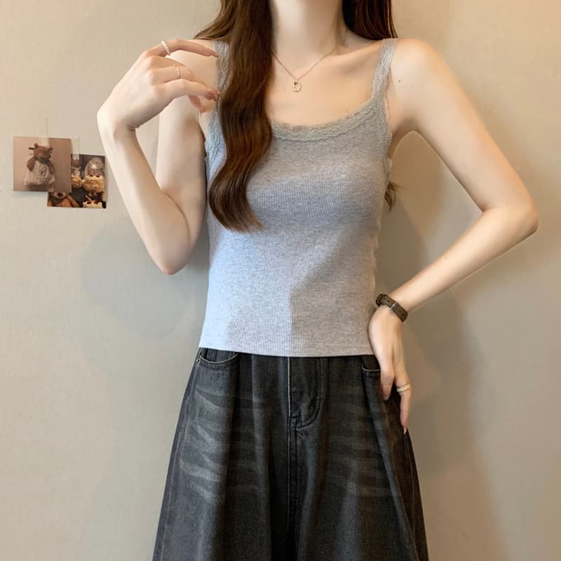 실사 레이스 캐미솔 인사이드 가져 가라. 디자인 센스 작은 대중 외출용 순수한 욕망 달콤한 매운맛 몸매 가꾸기 만나는 슬림해 보이는 맨위 이미지 3