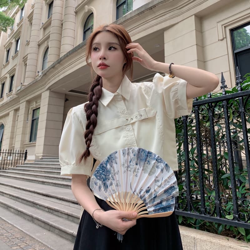 실사 버블 반팔 여성 셔츠 2026 여름 디자인 센스 작은 대중 셔츠 다용도 Chic 쇼트 스타일 맨위 ins 이미지 2