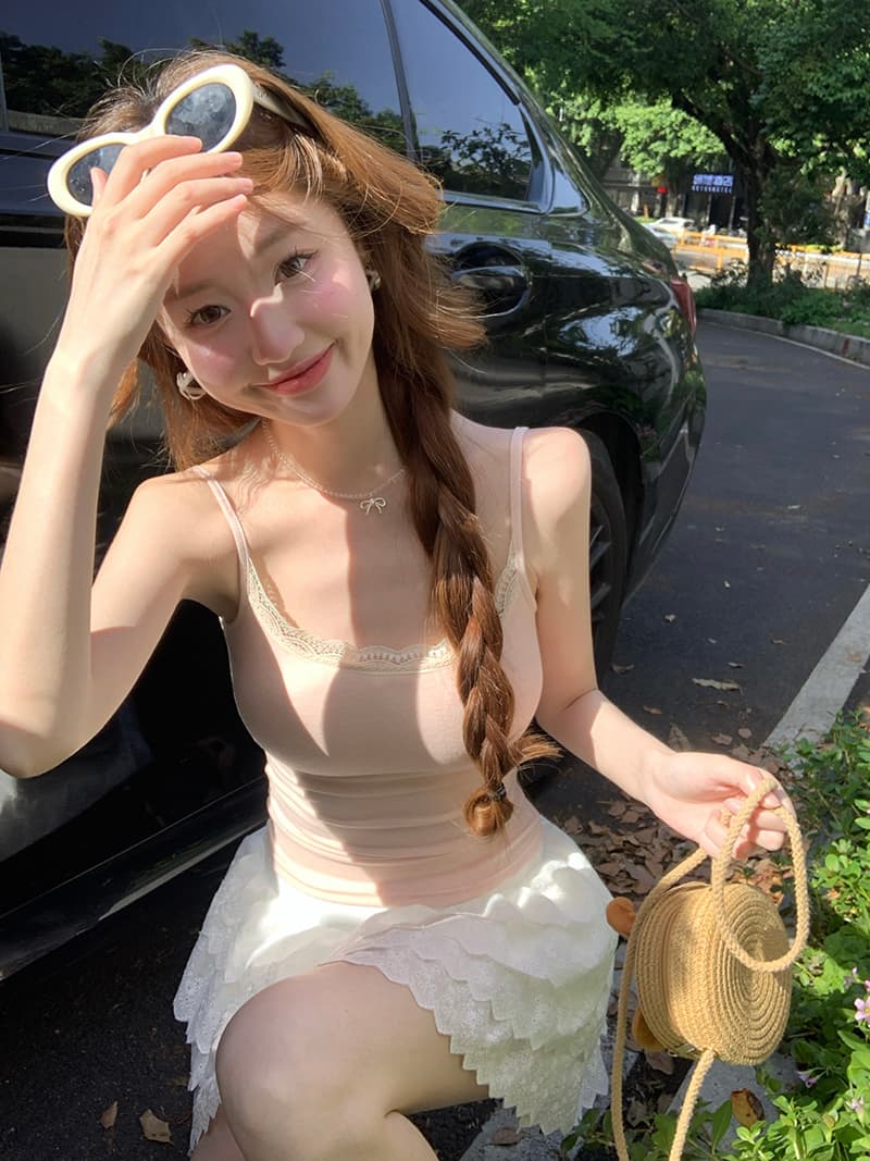 실사 특별 가격 민소매 캐미솔 2026 여름 외출용 인사이드 가져 가라. 벨트 가슴 패드 착용 가져 가라. 아름다움 뒤로 하나 맨위 상세 이미지 14