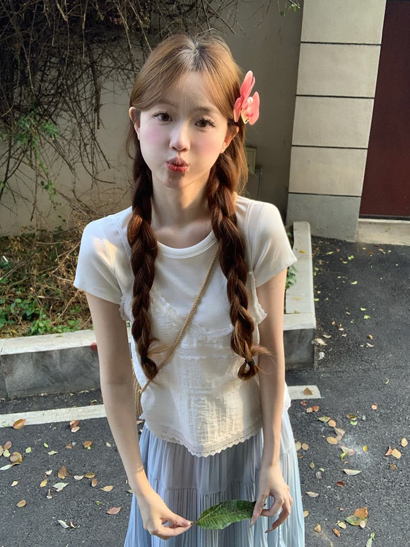 실사 2 2 인 면 260 그램 반팔 티셔츠 여름 2026 투피스 세트 몸매 가꾸기 쇼트 스타일 라운드 넥 맨위 한국 스타일 여성 의류 상세 이미지 27