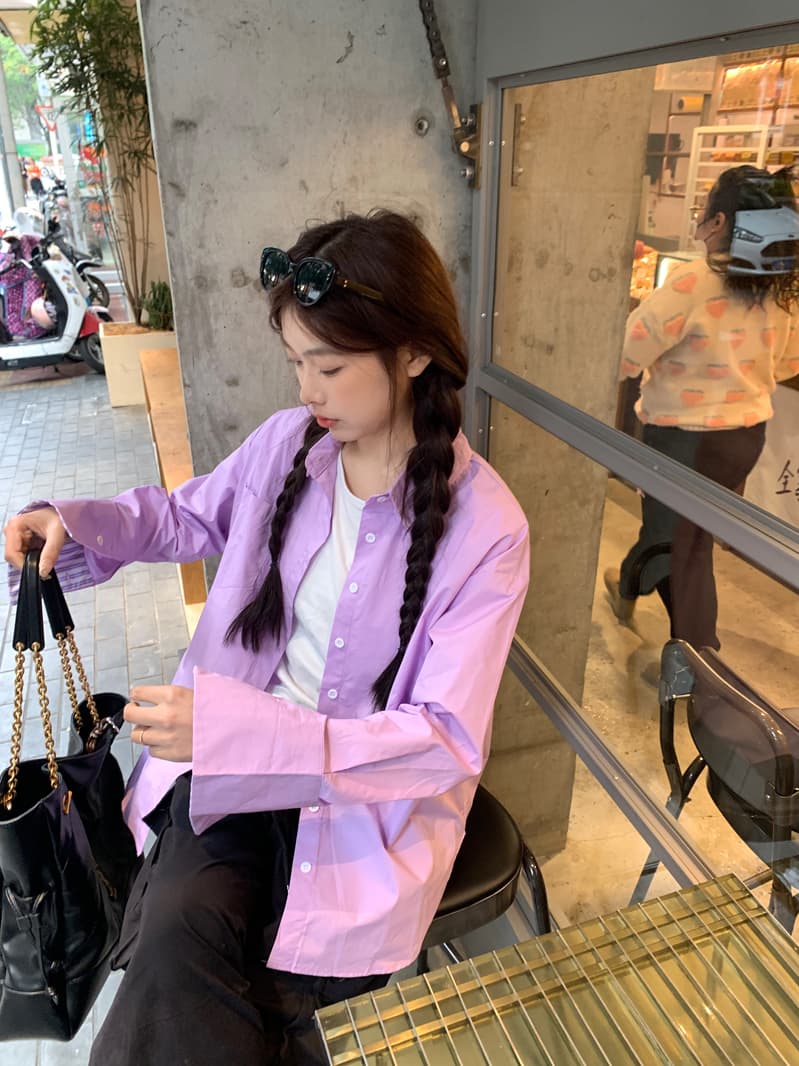 2026 봄 단색 긴팔 여성 셔츠 레트로 디자인 센스 작은 대중 루즈핏 다용도 셔츠 배색 맨위 재킷 상세 이미지 8