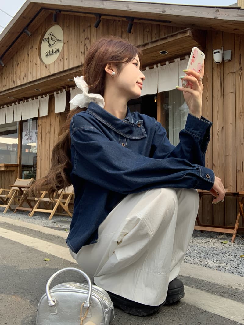 프랑스식 디자인 센스 긍정적 인 어깨 워싱 데님 여성 셔츠 2026 봄 새로운 작은 대중 Chic 스택 착용 긴팔 맨위 상세 이미지 7