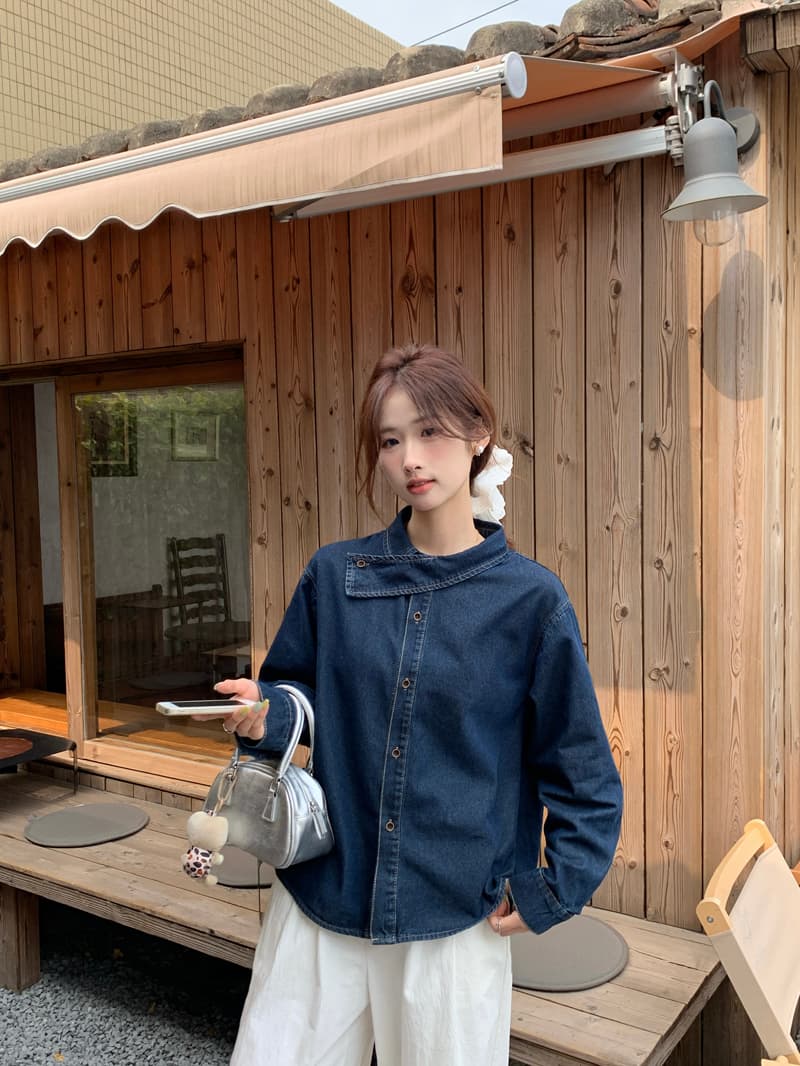 프랑스식 디자인 센스 긍정적 인 어깨 워싱 데님 여성 셔츠 2026 봄 새로운 작은 대중 Chic 스택 착용 긴팔 맨위 상세 이미지 8