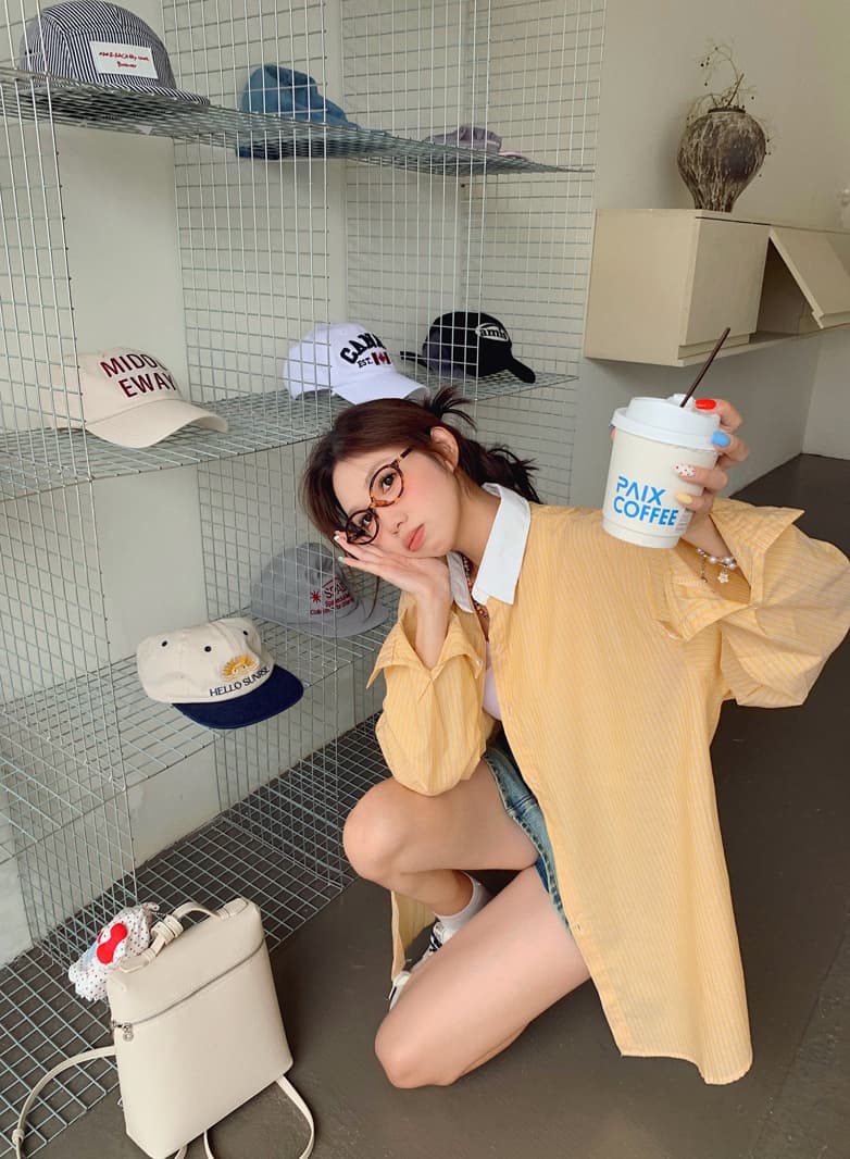 여름 배색 폴로 칼라 스트라이프 긴팔 여성 셔츠 2026 년 가을 얇은 스타일 스택 가져 가라. POLO 칼라 맨위 재킷 트렌디 상세 이미지 9
