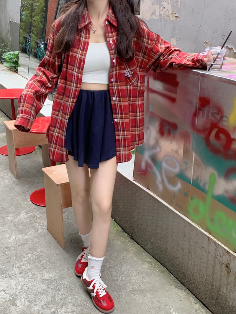 한국 스타일 레트로 사계절 다용도 체크무늬 여성 셔츠 2026 새로운 디자인 센스 작은 대중 Chic 스트라이프 셔츠 재킷 상세 이미지 9