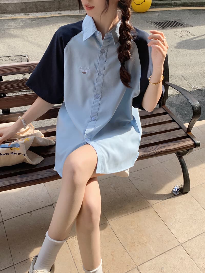 여름 낮음 포화 상태 색상 시스템 레트로 삽입 어깨 반팔 여성 셔츠 2026 년 커플 다용도 자수 POLO 칼라 맨위 상세 이미지 25