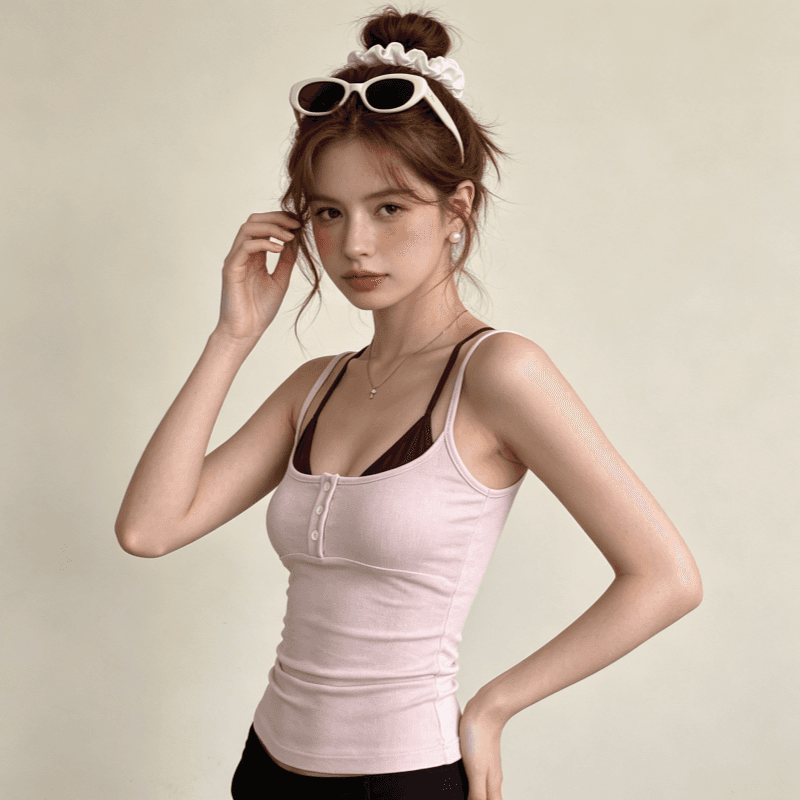 한국 스타일 배색 페이크 레이어드 캐미솔 여름 몸매 가꾸기 슬림해 보이는 핫걸 품격 민소매 맨위 상세 이미지 9