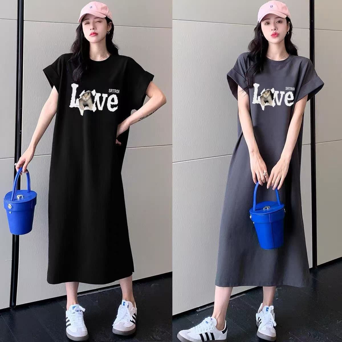한국 대외 무역 일본식 ins 바람 여름 프린트 스트레이트 치마 다용도 반팔 드레스 Feifei 소매 상세 이미지 2