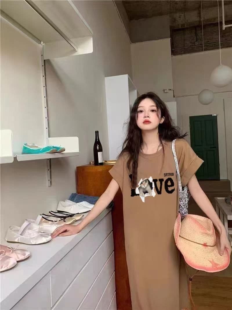 한국 대외 무역 일본식 ins 바람 여름 프린트 스트레이트 치마 다용도 반팔 드레스 Feifei 소매 상세 이미지 11