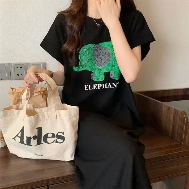 한국 대외 무역 chci 느긋한 바람 캐주얼 티셔츠 디자인 센스 중간 길이 무릎 아래 드레스 Feifei 소매 상세 이미지 3