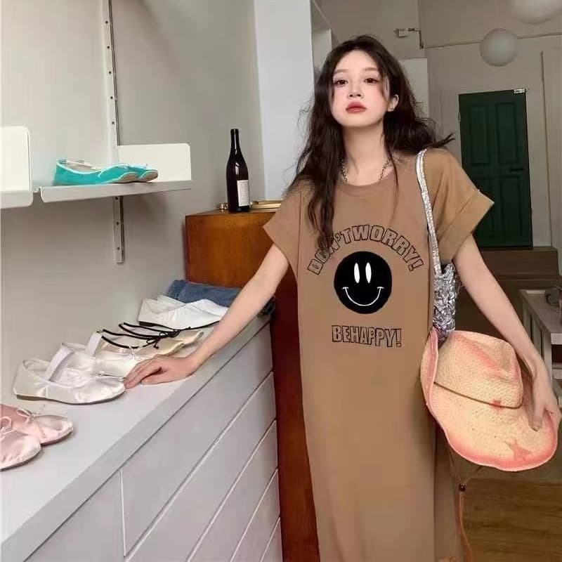 한국 대외 무역 일본식 ins 바람 여름 프린트 스트레이트 치마 다용도 반팔 드레스 Feifei 소매 이미지 5