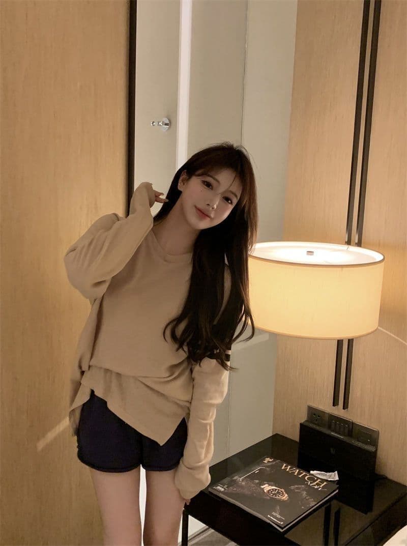 가을 느긋한 바람 루즈핏 긴팔 만나는 블라우스 한 부서 티셔츠 태양 보호 셔츠 맨위 눈꽃 아마 상세 이미지 6
