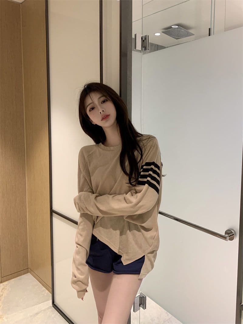 가을 느긋한 바람 루즈핏 긴팔 만나는 블라우스 한 부서 티셔츠 태양 보호 셔츠 맨위 눈꽃 아마 상세 이미지 8