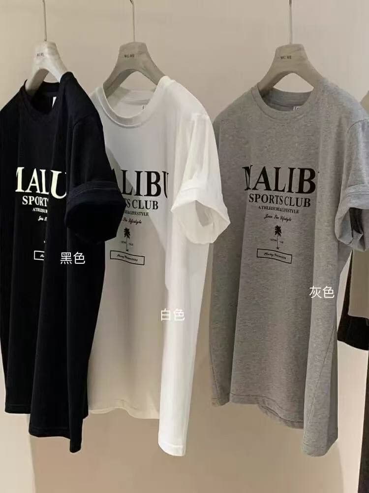 모방 면 우유 실크 한 부서 달콤한 차가운 바람 재미있는 알파벳 프린트 반팔 티셔츠 여성 의류 다용도 맨위 이미지 3