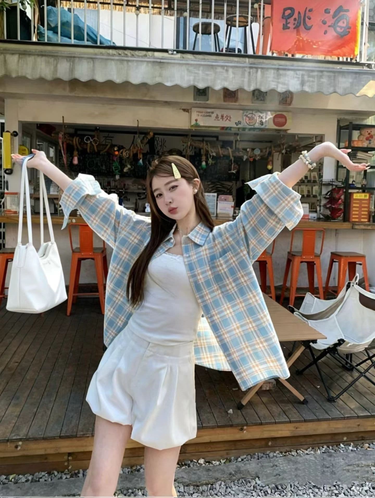 2026 새로운 한 부서 격자 무늬 셔츠 디자인 센스 작은 대중 루즈핏 작은 맨위 이미지 3