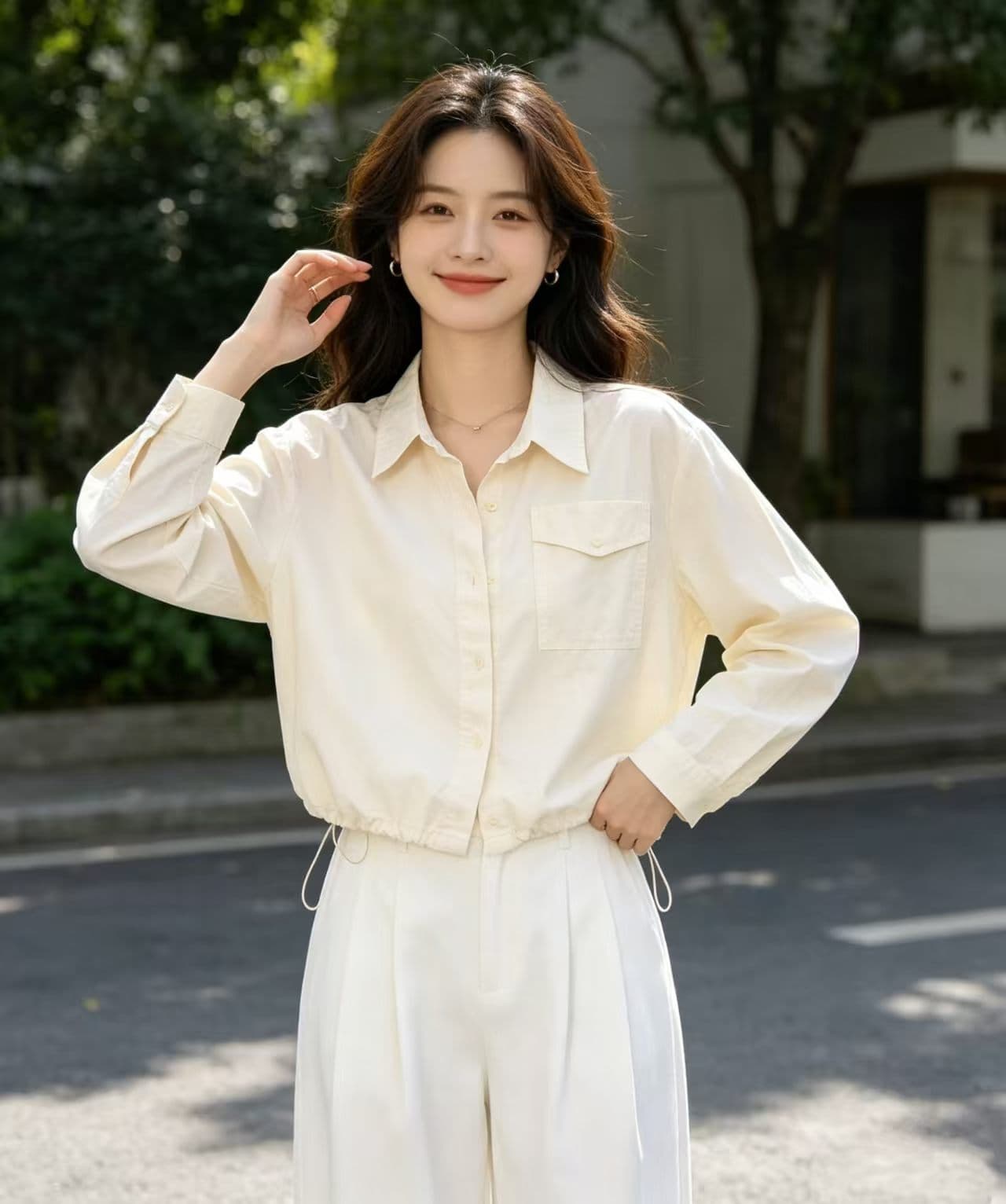 미니멀리즘 단색 긴팔 셔츠 2026 한국 스타일 루즈핏 쇼트 스타일 작은 키 맨위