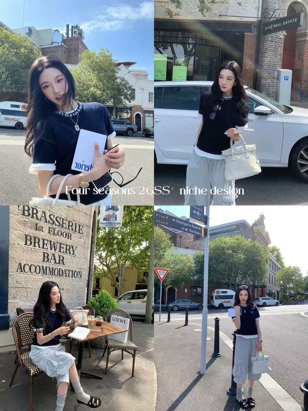 지구 Ouyang 비싼 비싼 pr 소녀 무거운 손 확인 부드러운 찹쌀 양모 수공 스와로브스키 반팔 라운드 넥 스웨터 상세 이미지 2