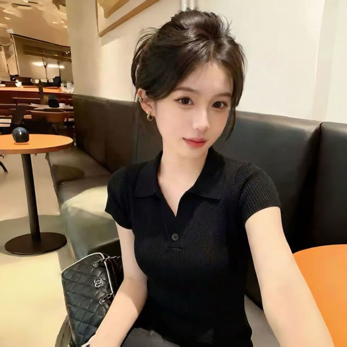 2026 여름 새로운 POLO 칼라 순수한 욕망 작은 셔츠 단추 고급 디자인 센스 Chic 반팔 니트 맨위 트렌디 이미지 5