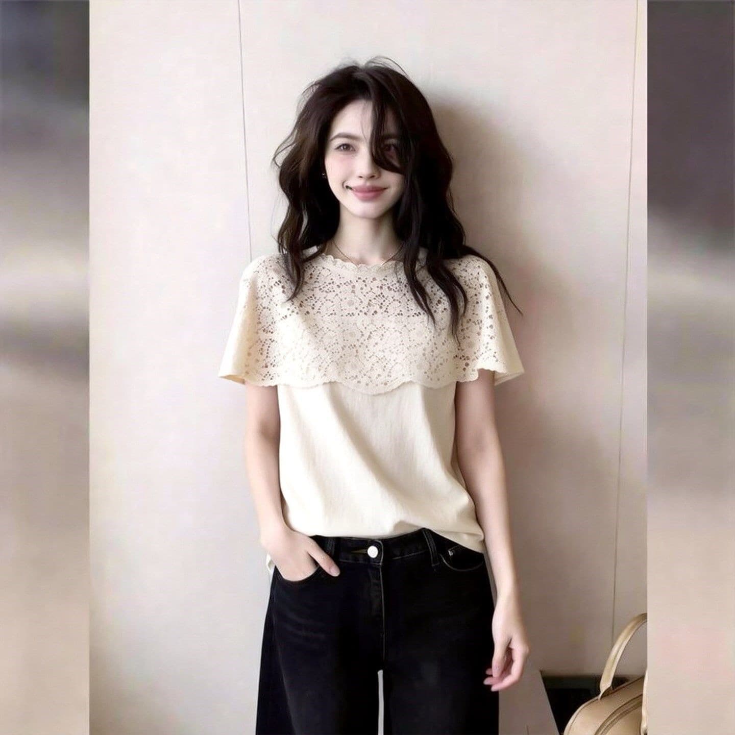 법률 시스템 레이스 홀로우 아웃 페이크 레이어드 맨위 여성 화이트 작은 대중 아니요 명중 섹션 기본 셔츠 패션 2026 봄 새로운