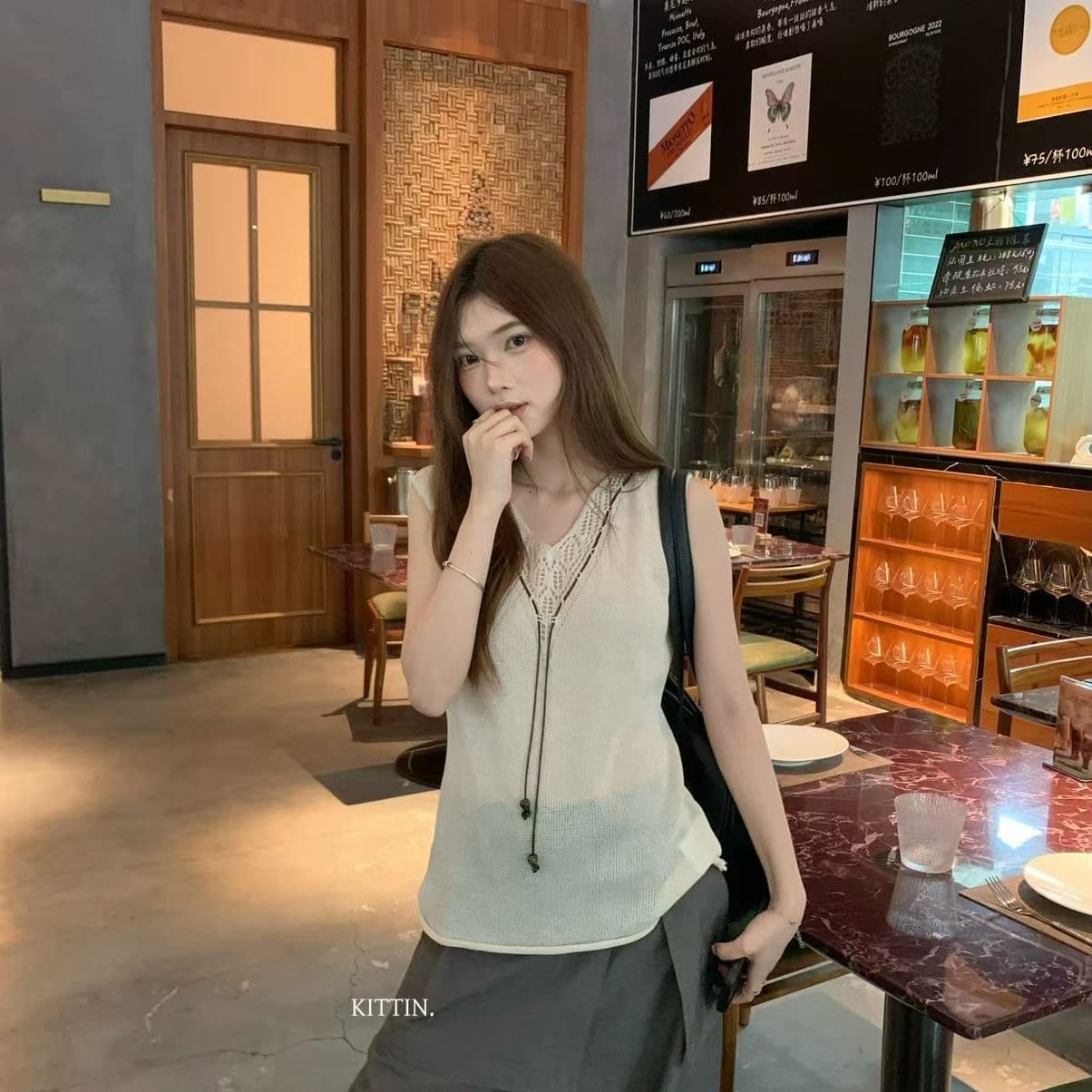 캐미솔 여름 2026 새로운 예술 건강 인사이드 가져 가라. 고유 한 아름다운 외출용 쇼트 스타일 민소매 아름다움 뒤쪽에 의류 이미지 5