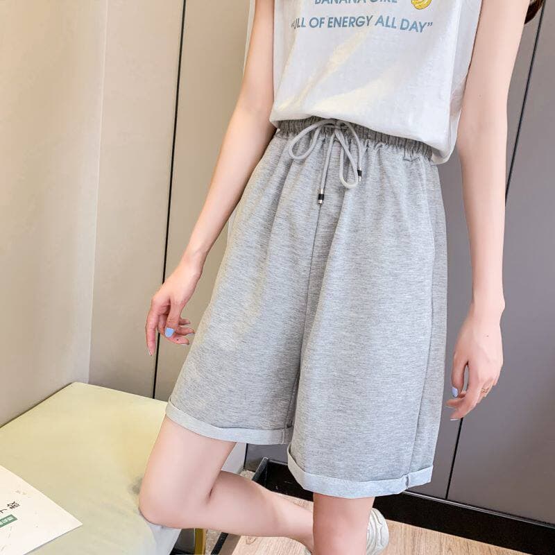 실사 6535 물고기 규모 여름 새로운 한국 스타일 루즈핏 다용도 운동 볼륨 측면 캐주얼 반바지 여성 이미지 2