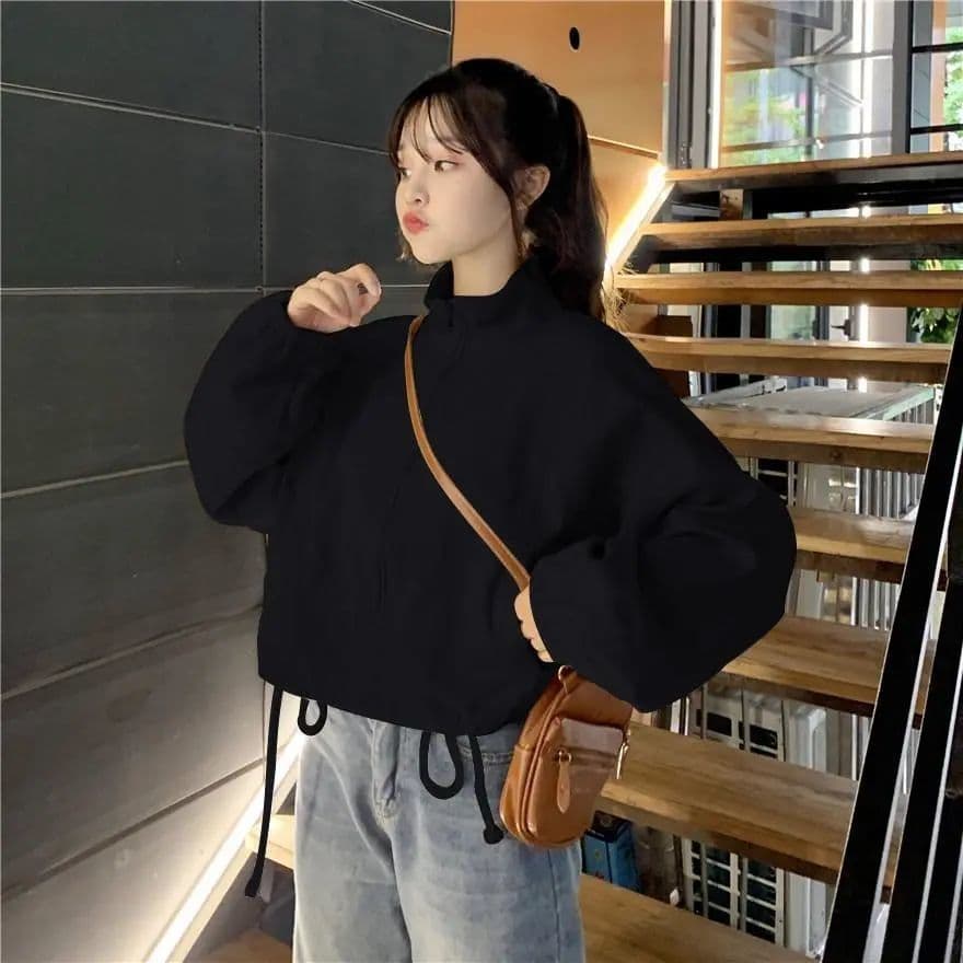 한국 스타일 학생 다용도 여성 코트 새로운 루즈핏 패션 쇼트 스타일 캐주얼 펌프 로프 오픈 가디건 맨위 트렌디 상세 이미지 7