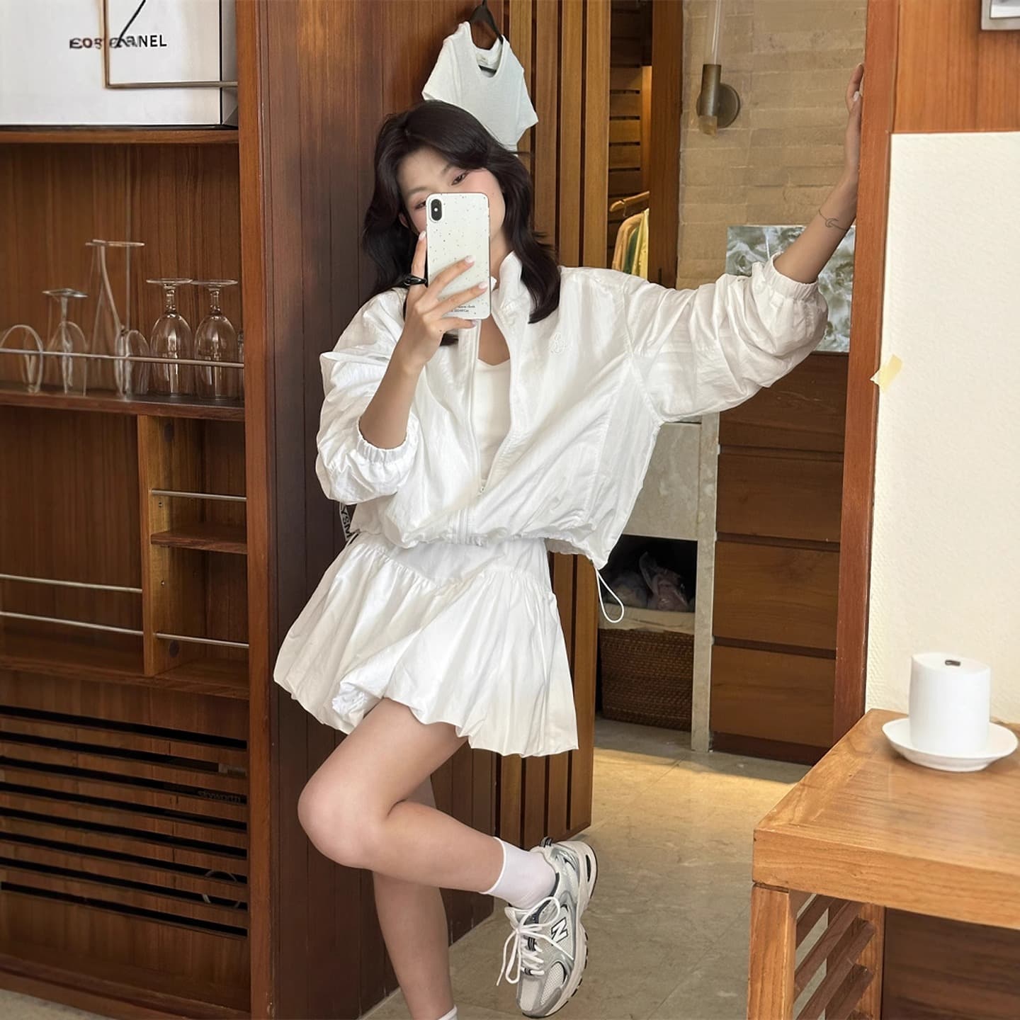 2026 가을 한 부서 스탠드 칼라 자수 지퍼 자외선 차단 짧은 외투 여성 루즈핏 다용도 맨위 상세 이미지 3