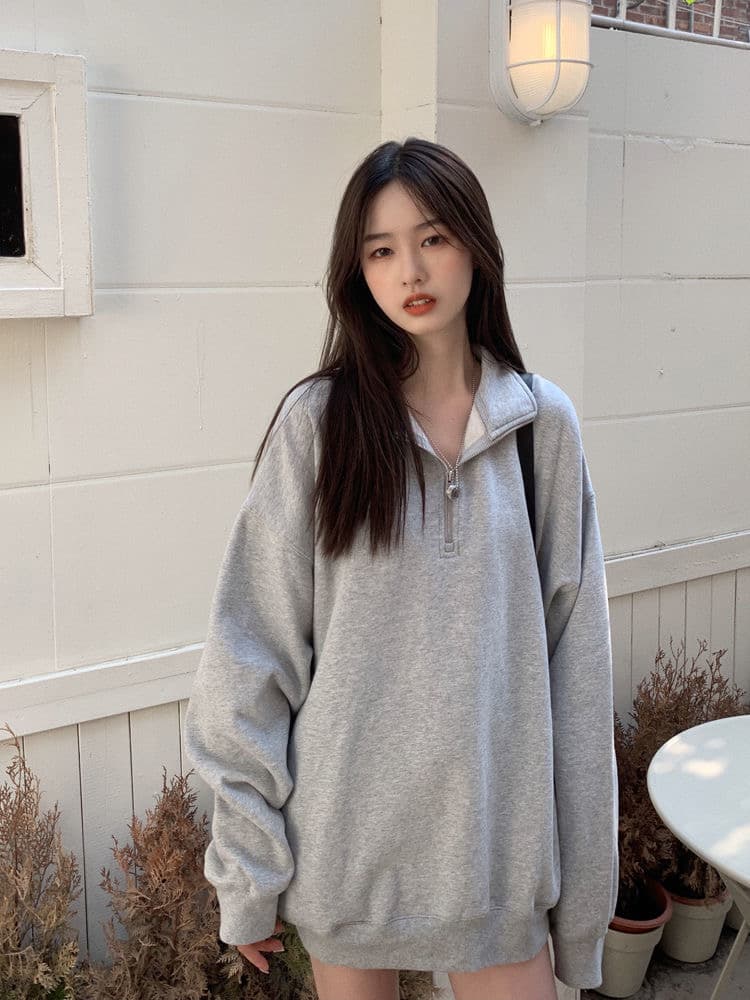 250그램 대 물고기 규모 봄 가을 얇은 스타일 POLO 칼라 후드티 여성 루즈핏 한국 스타일 작은 대중 맨위 하프 지퍼 재킷 이미지 3