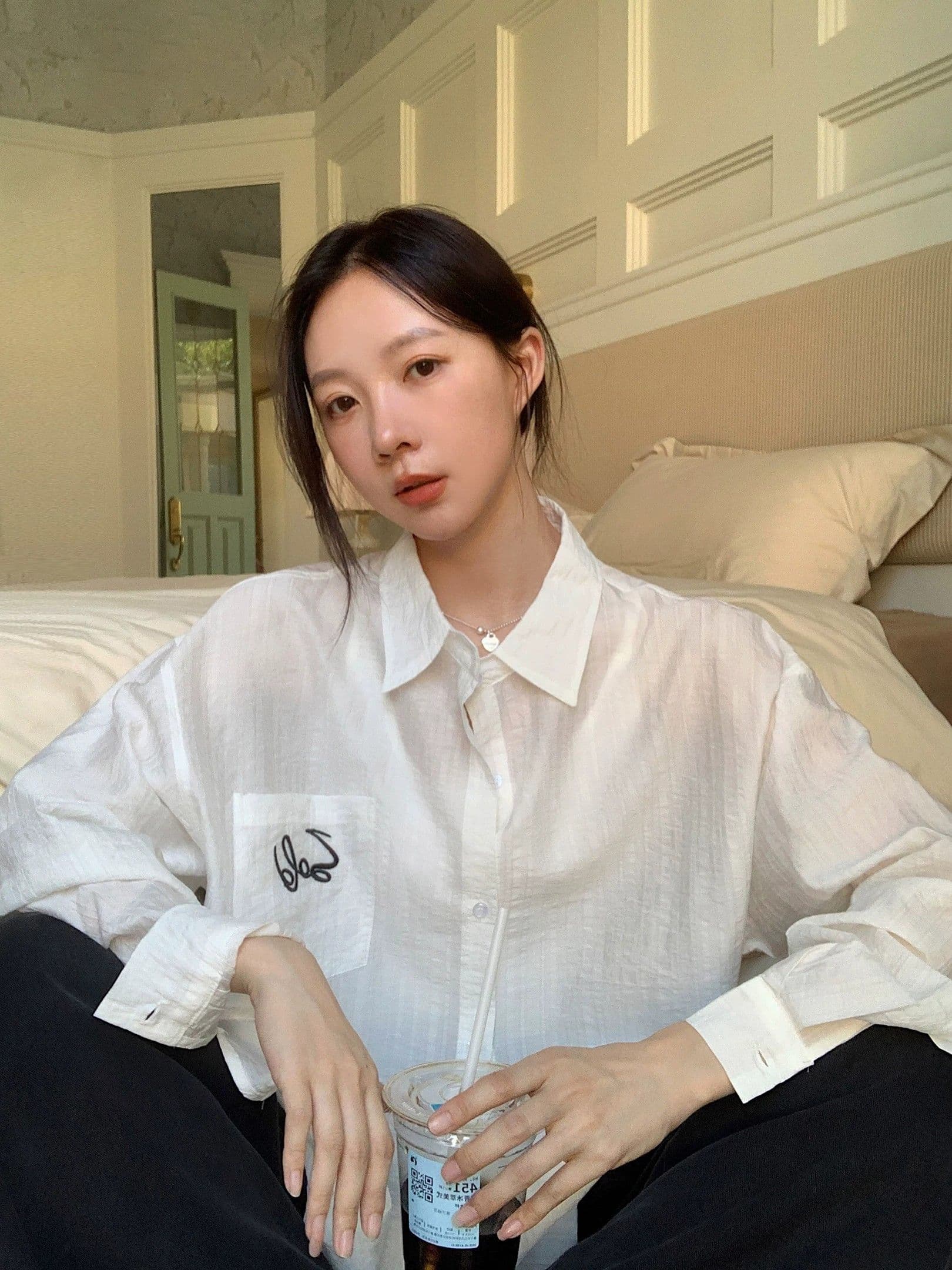 패션 자수 여성 셔츠 가을 물리학 자외선 차단 셔츠 얇은 코트 2026 이미지 3