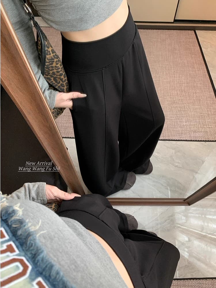 260 그램 순면 남자 바 면 원본 2026 새로운 넓은 다리 여성 하이웨이스트 도루 센스 스트레이트 웨이 바지 긴 바지 이미지 4