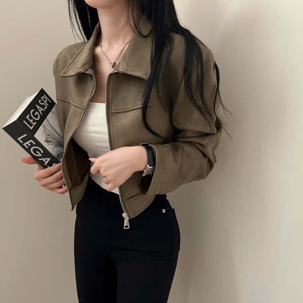 한국 chic 가을 레트로 잘 생긴 폴로 칼라 당겨서 사슬 루즈핏 다용도 긴팔 플러시 쇼트 스타일 재킷 여성 코트 상세 이미지 1