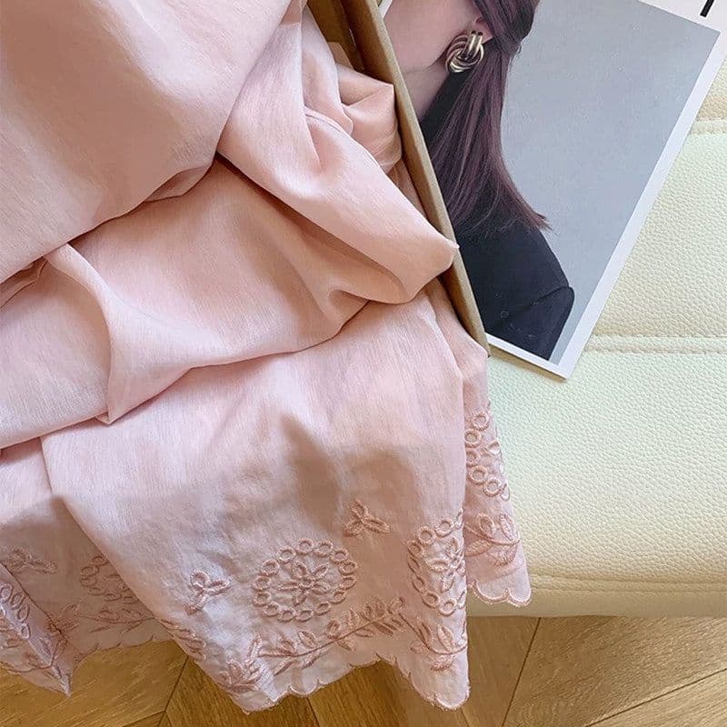 아마 빅 사이즈 300 근 고급 센스 레이스 자수 캐주얼 바지 여성 여름 새로운 루즈핏 다용도 와이드 레그 팬츠 상세 이미지 10